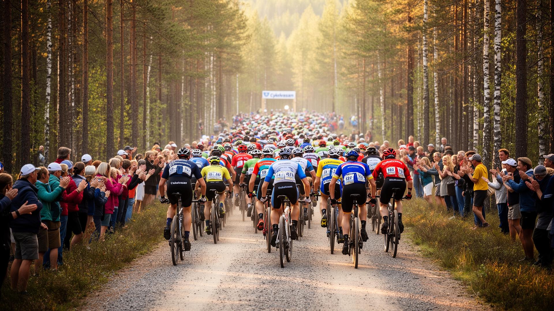 Mountainbike-cyklist på skogsstig i Dalarna