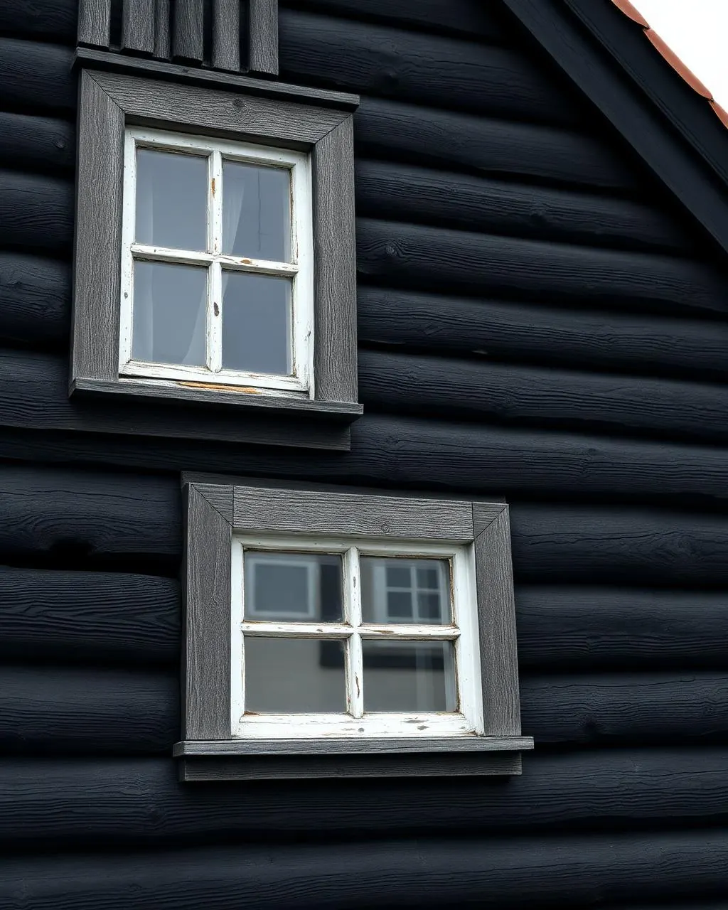 Svart trävägg i Røros
