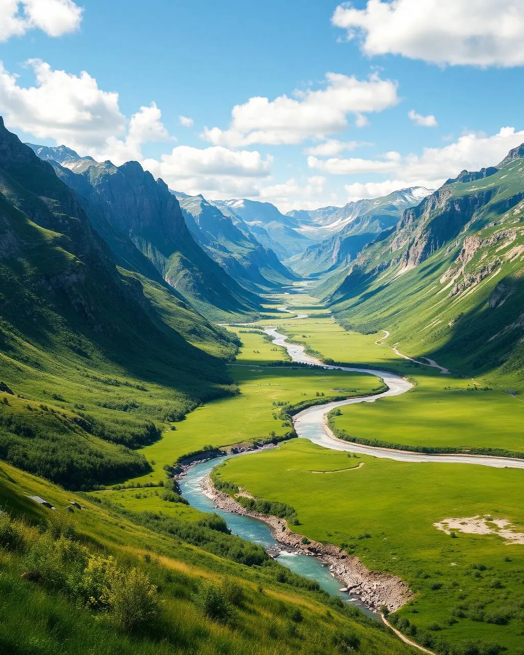 Valdres dal med älv
