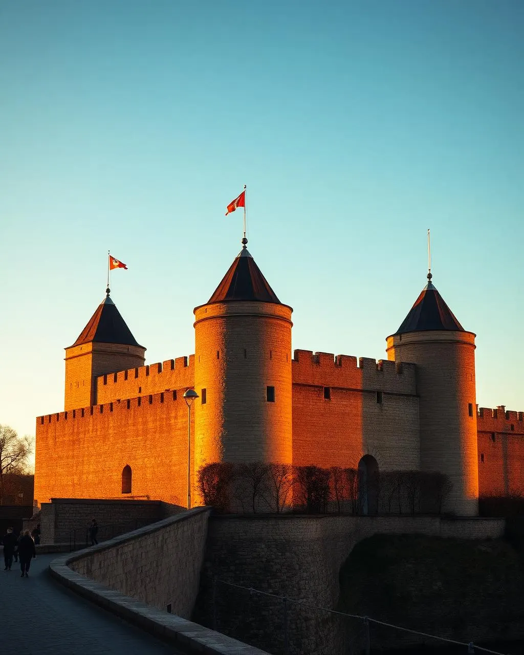 Visby ringmur i kvällsljus